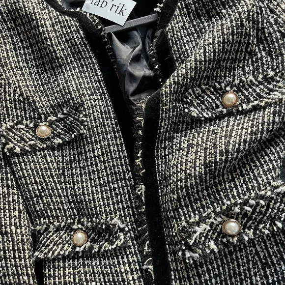 fab'rik Elegant Black - Cream - Gold Tweed Blazer | NEW | Size M - Picture 5 of 5